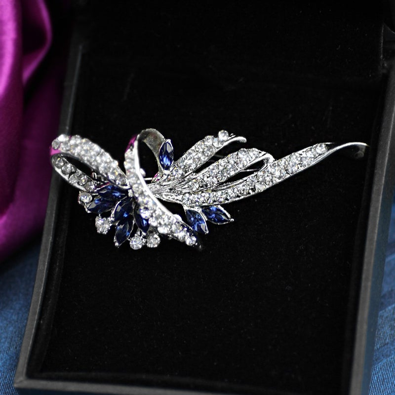 Merdia Created Crystal Brooch & Pins for Women | Vintage Brooches & Hat Pins, 2.5 Inches Blue - Image 4